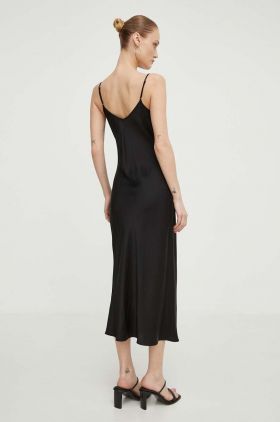 Samsoe Samsoe rochie culoarea negru, midi, drept