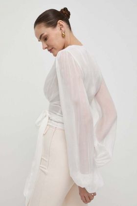Elisabetta Franchi camasa de matase culoarea alb, regular