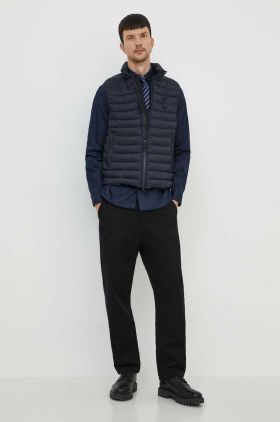 Armani Exchange camasa din bumbac barbati, culoarea albastru marin, cu guler clasic, regular