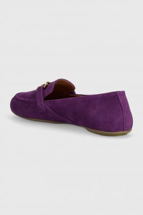 Geox mocasini din piele intoarsa D PALMARIA femei, culoarea violet, cu toc plat, D45MUJ 00021 C8000