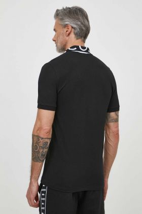 Lacoste tricou polo barbati, culoarea negru, cu imprimeu