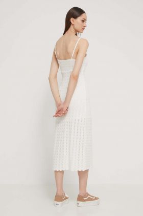 Hollister Co. rochie din bumbac culoarea bej, midi, mulata