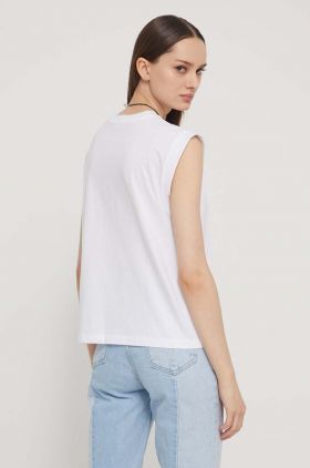 Abercrombie & Fitch top din bumbac culoarea alb