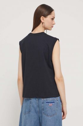 Abercrombie & Fitch top din bumbac culoarea negru