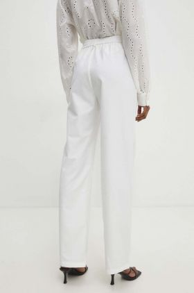 Answear Lab pantaloni femei, culoarea alb, drept, high waist