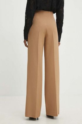 Answear Lab pantaloni femei, culoarea bej, lat, high waist