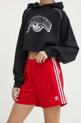 adidas Originals pantaloni scurți femei, culoarea roșu, cu imprimeu, high waist   IP2957