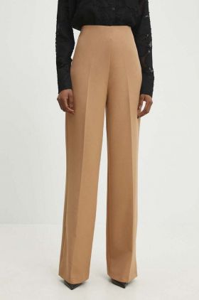 Answear Lab pantaloni femei, culoarea bej, lat, high waist