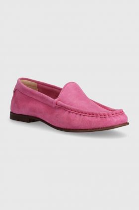 Gant mocasini din piele intoarsa Kellie femei, culoarea roz, cu toc plat, 28573566.G597