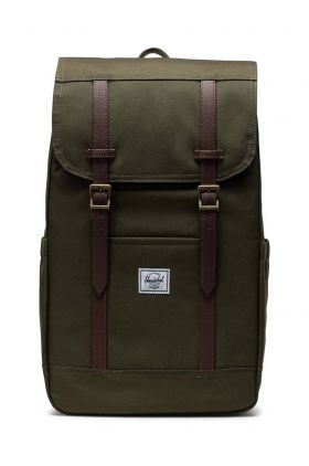 Herschel rucsac Retreat Backpack culoarea verde, mare, neted