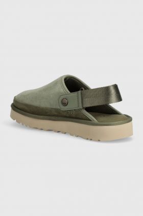 UGG papuci din piele intoarsa Goldencoast Clog culoarea verde, 1142172