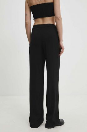 Answear Lab pantaloni femei, culoarea negru, drept, high waist