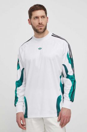 adidas Originals longsleeve barbati, culoarea alb, cu imprimeu, IS0221