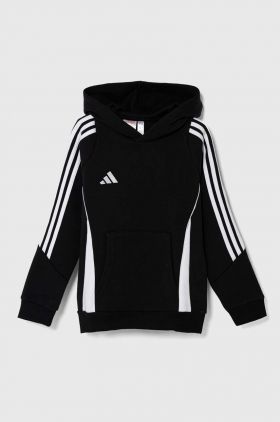 adidas Performance bluza copii TIRO24 SWHOODY culoarea negru, cu glugă, cu imprimeu