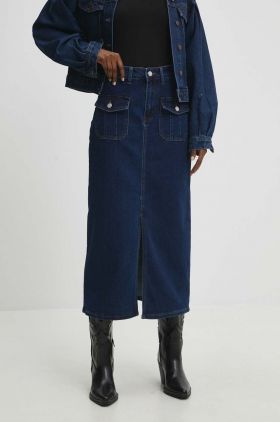 Answear Lab fusta jeans midi, drept