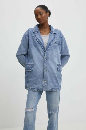 Answear Lab jacheta denim un singur rand de nasturi, neted