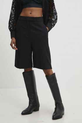 Answear Lab pantaloni scurti femei, culoarea negru, neted, high waist