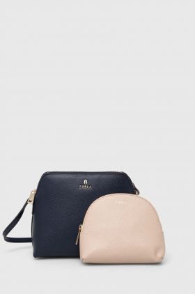 Furla poseta de piele culoarea albastru marin