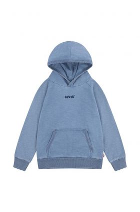 Levi's bluza copii LVB HEADLINE INDIGO HOODIE cu glugă, neted