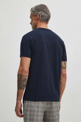 Medicine tricou din bumbac barbati, culoarea albastru marin, neted