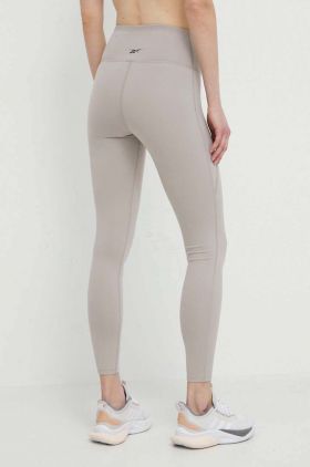 Reebok leggins de antrenament LUX COLLECTION culoarea gri, neted