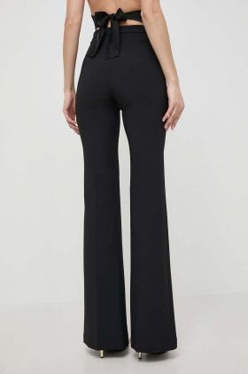 Elisabetta Franchi pantaloni femei, culoarea negru, evazati, high waist