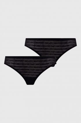 Emporio Armani Underwear tanga 2-pack culoarea negru, transparent