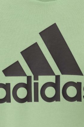 adidas bluza copii culoarea verde, cu glugă, cu imprimeu