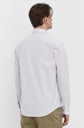 Abercrombie & Fitch camasa barbati, culoarea bej, cu guler button-down, regular