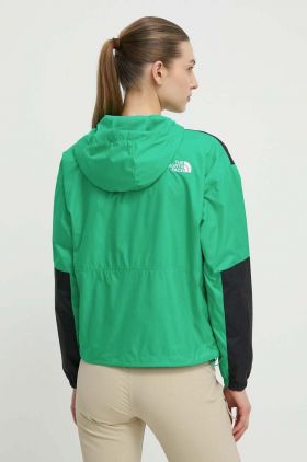 The North Face geaca femei, culoarea verde, de tranzitie, oversize