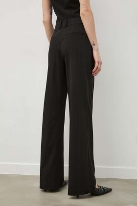 Samsoe Samsoe pantaloni femei, culoarea negru, drept, high waist