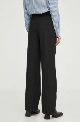 Marc O'Polo pantaloni din amestec de in culoarea negru, drept, high waist