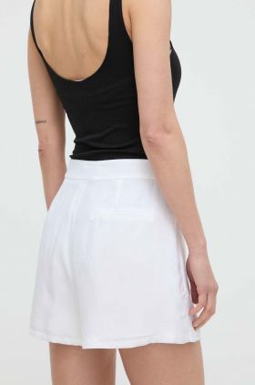 Armani Exchange fustă pantaloni culoarea alb, neted, high waist