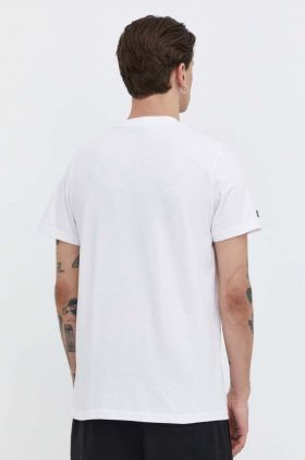 Superdry tricou din bumbac barbati, culoarea alb, cu imprimeu