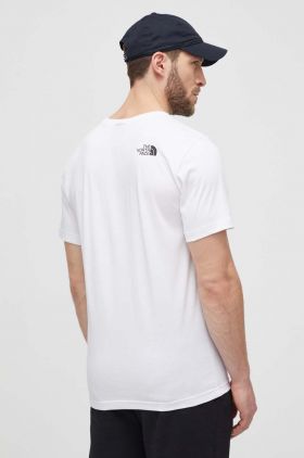 The North Face tricou din bumbac barbati, culoarea alb, cu imprimeu