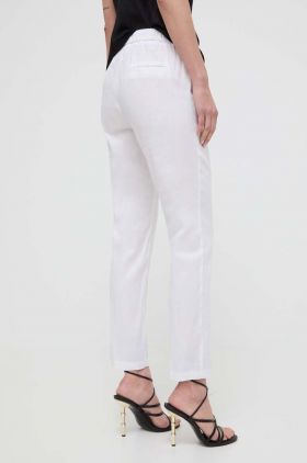 Silvian Heach pantaloni din in culoarea alb, drept, high waist