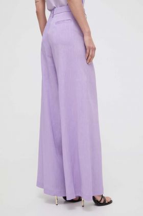 Silvian Heach pantaloni femei, culoarea violet, lat, high waist