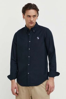 Abercrombie & Fitch camasa barbati, culoarea albastru marin, cu guler button-down, regular