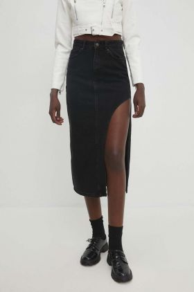 Answear Lab fusta jeans culoarea negru, maxi, drept