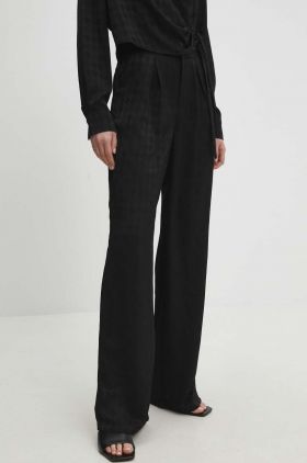 Answear Lab pantaloni femei, culoarea negru, lat, high waist