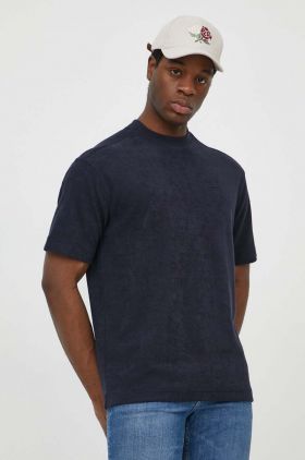 BOSS Orange tricou din bumbac bărbați, culoarea bleumarin, uni 50511084