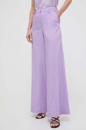 Silvian Heach pantaloni femei, culoarea violet, lat, high waist