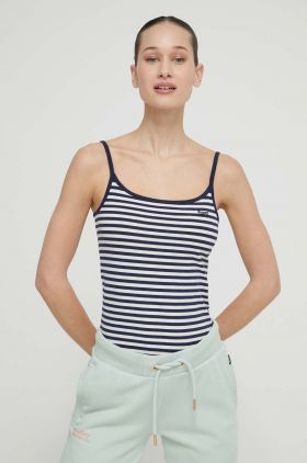 Superdry top femei, culoarea albastru marin