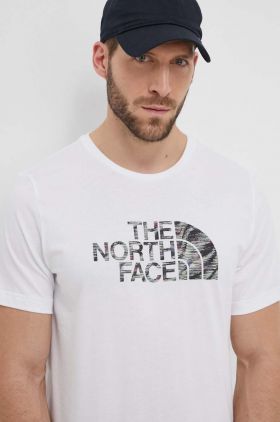 The North Face tricou din bumbac barbati, culoarea alb, cu imprimeu