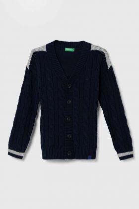 United Colors of Benetton cardigan copii culoarea albastru marin, light