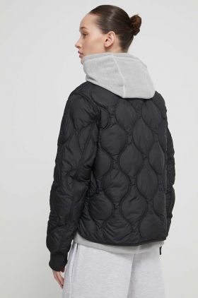 Superdry geaca femei, culoarea negru, de tranzitie