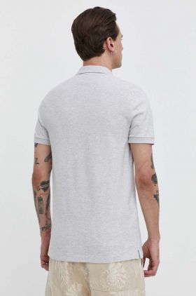 Abercrombie & Fitch tricou polo barbati, culoarea gri, melanj