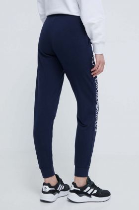 EA7 Emporio Armani pantaloni de trening culoarea albastru marin, cu imprimeu