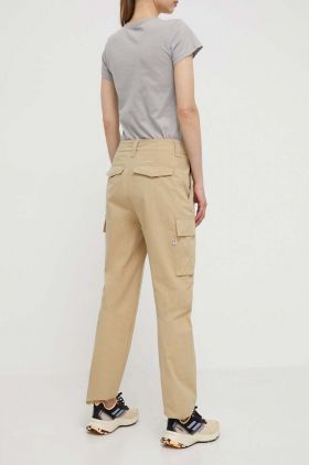 The North Face pantaloni femei, culoarea bej, drept, high waist, NF0A82GGLK51