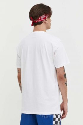 Quiksilver tricou din bumbac barbati, culoarea alb, cu imprimeu